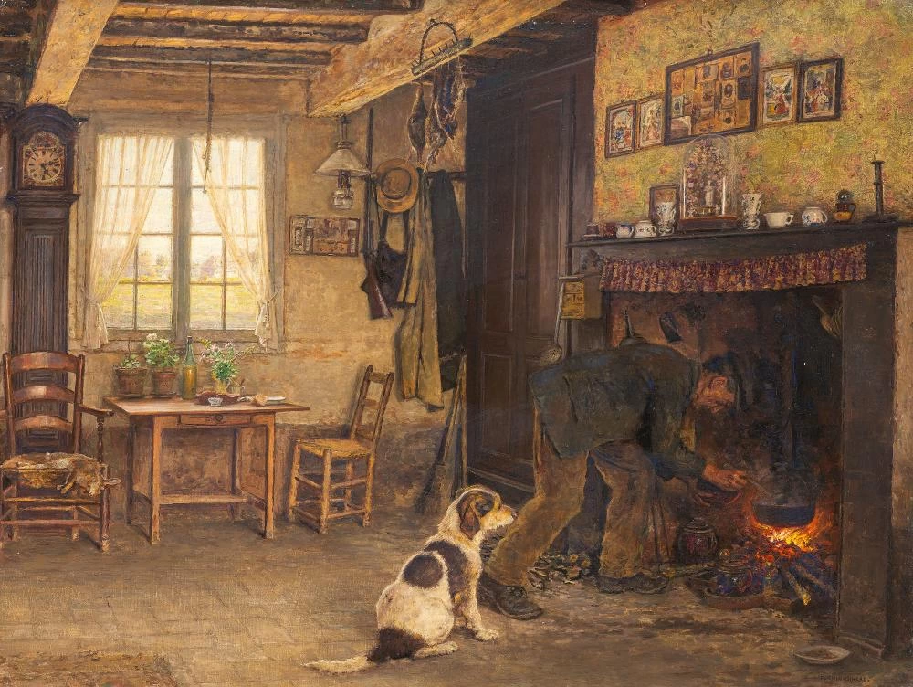 Marie - François Firmin, Girard, Un vecchio chino sul camino e un cane